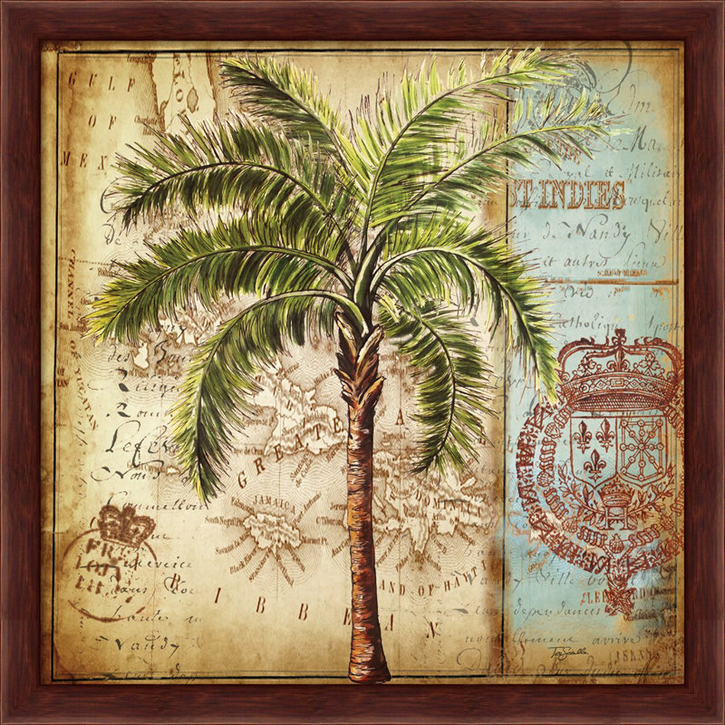 «Antique Nautical Palms II» par Tre Sorelle Studios, art mural encadré