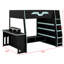 Lit mezzanine en bois moderne avec bureau, tablettes de rangement multiples et lumière DEL RVB-1528690215