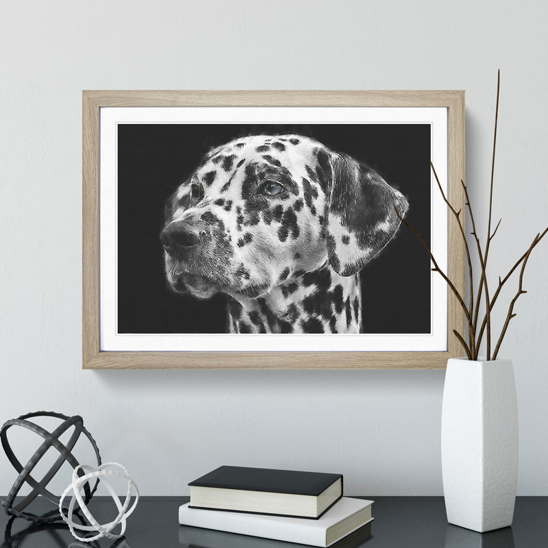 Dalmatian Dog - Picture Frame Painting, 27cm H x 36cm W x 2cm D, Oak Framed