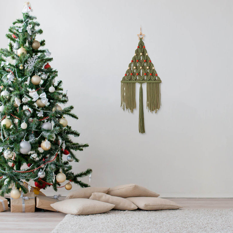 Tapisserie bohémienne tissée à la main pour arbre de Noël pour enfants, C