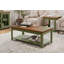 Table basse 48 pouces style campagne moderne avec finition bicolore et roulettes, aucun assemblage requis