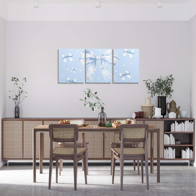 3 Piece Wrapped Canvas Print, Blue