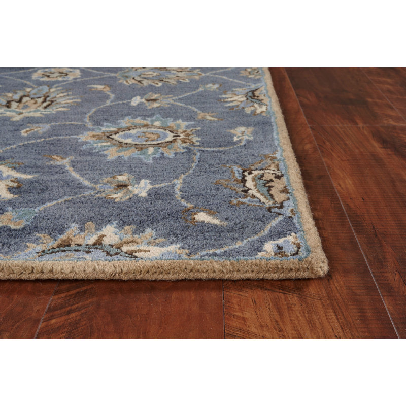 Tapis oriental en laine touffeté à la main Blarwood, Minuit minuit, Tapis de couloir 2 pi 3 po x 7 pi 6 po