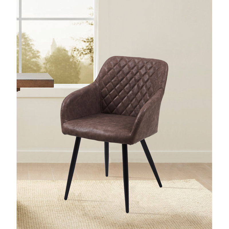 49cm H Upholstered Metal Armchair, Brown
