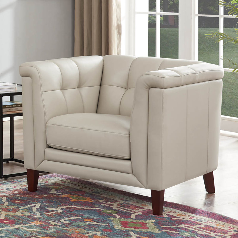 Fauteuil Colturo Fynche, Cuir véritable vanille