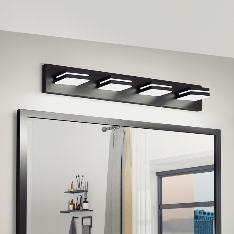 4 Light LED Bathroom Vanity Light Wall Mounted with Rotatable Heads Modern Metal Fixture – Black, Matte Black, 4 Lights