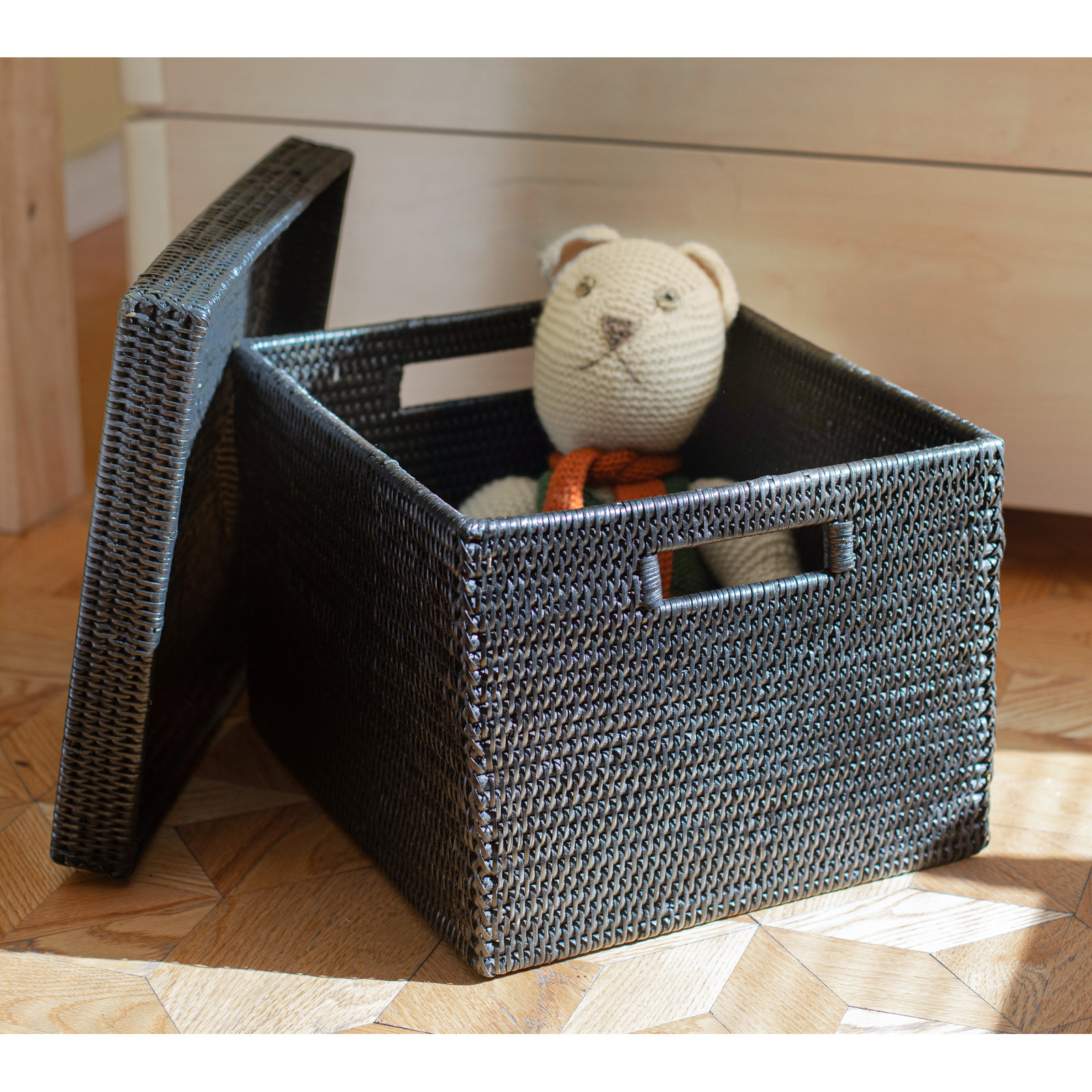 Handmade Rattan Storage Basket, Espresso