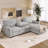 U_STYLE Upholstery Sleeper Sectional Sofa With Storage Space, USB Port, 2 Cup Holders On Back Cushions(Same Sku; WY000335AAE)