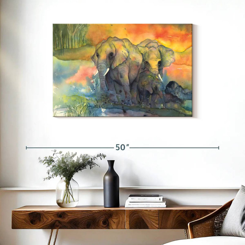 Brampt Elephants Kin, 24" H x 36" W