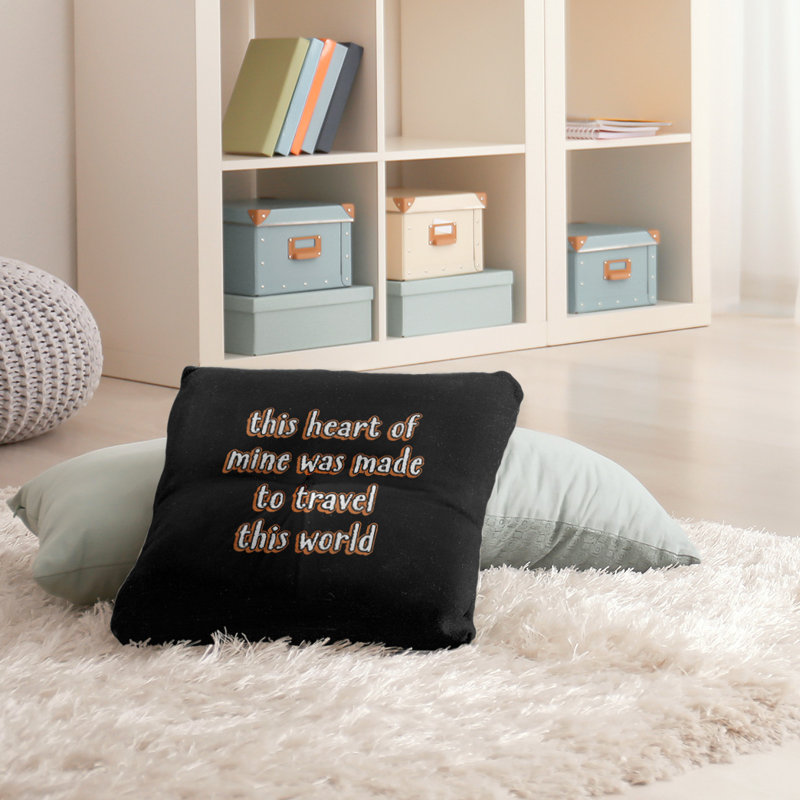 Coussin décoratif intérieur/extérieur travel love, Orange, H 26 po x l 26 po