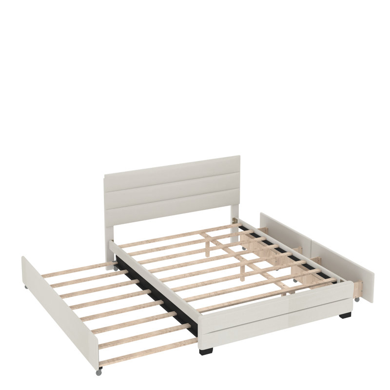 Lit avec rangement Zackerias, Beige