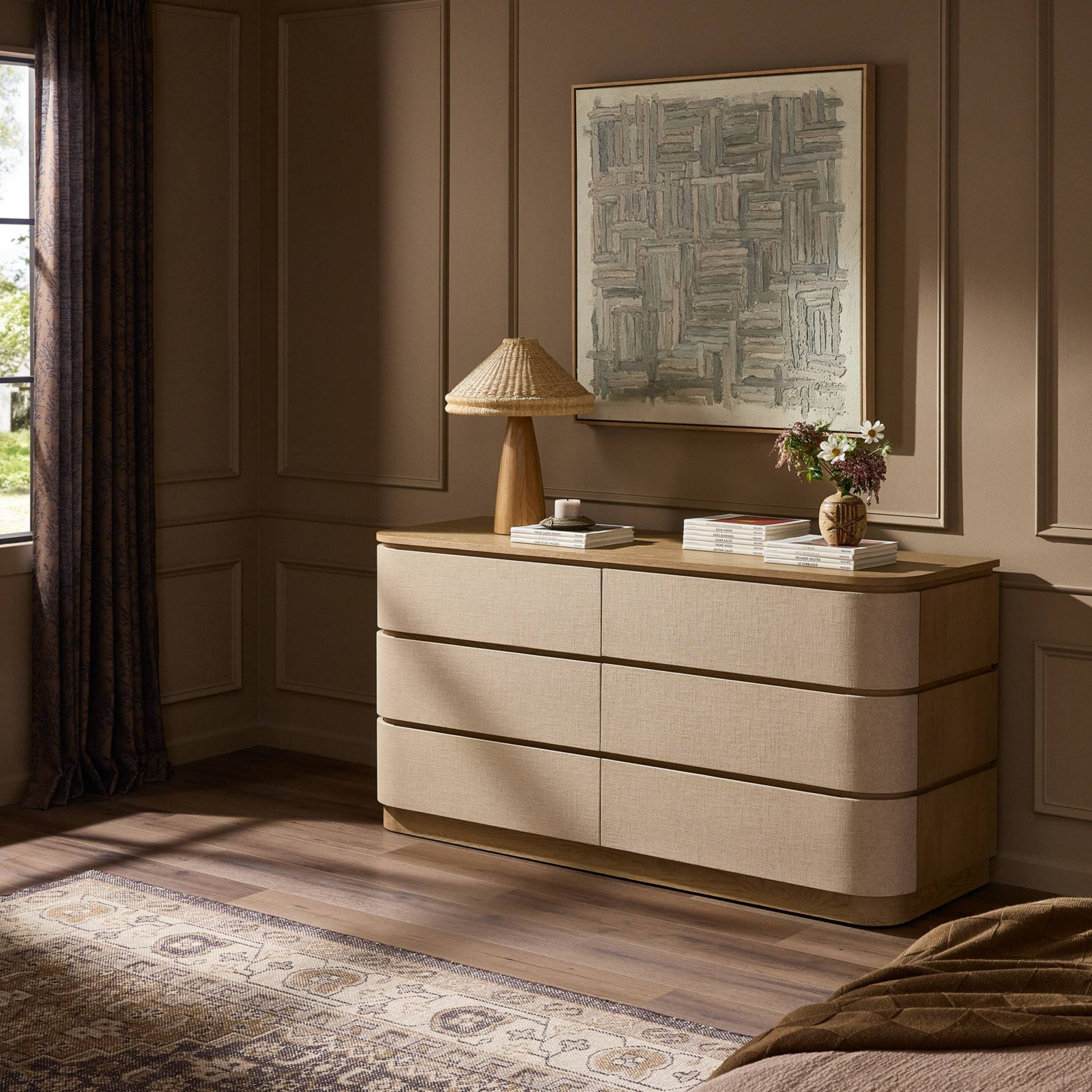 Mariella 6 Drawer Dresser-Beige Painted Linen
