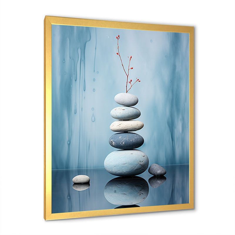 Pierre bleue sérénité minimalisme II, H 40 po x l 30 po x P 1,5 po, Cadre doré simple