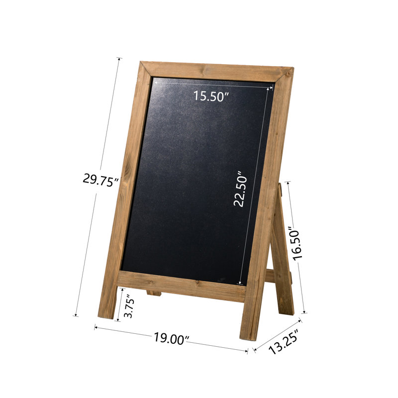 29.75"H Fiberboard Free Standing Chalkboard, Wood