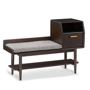Solid Wood Entryway Bench with Shoe Storage and Drawer (Free White Glove Delivery）
