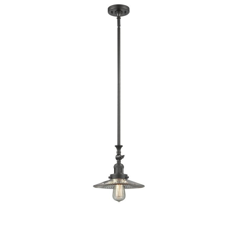 Luminaire suspendu conique à 1 lumière Miramontes, Halophane transparent, Laiton antique noir, Ampoule non incluse