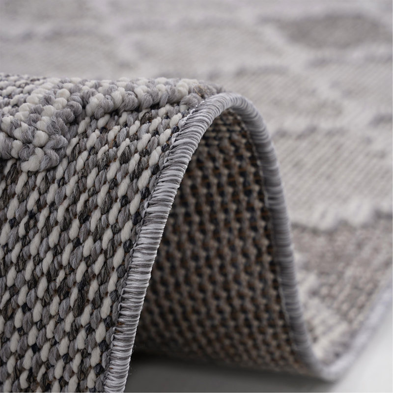 Grey / Trellis Indoor / Outdoor Area Rug, Rectangle 7'9" x 10'