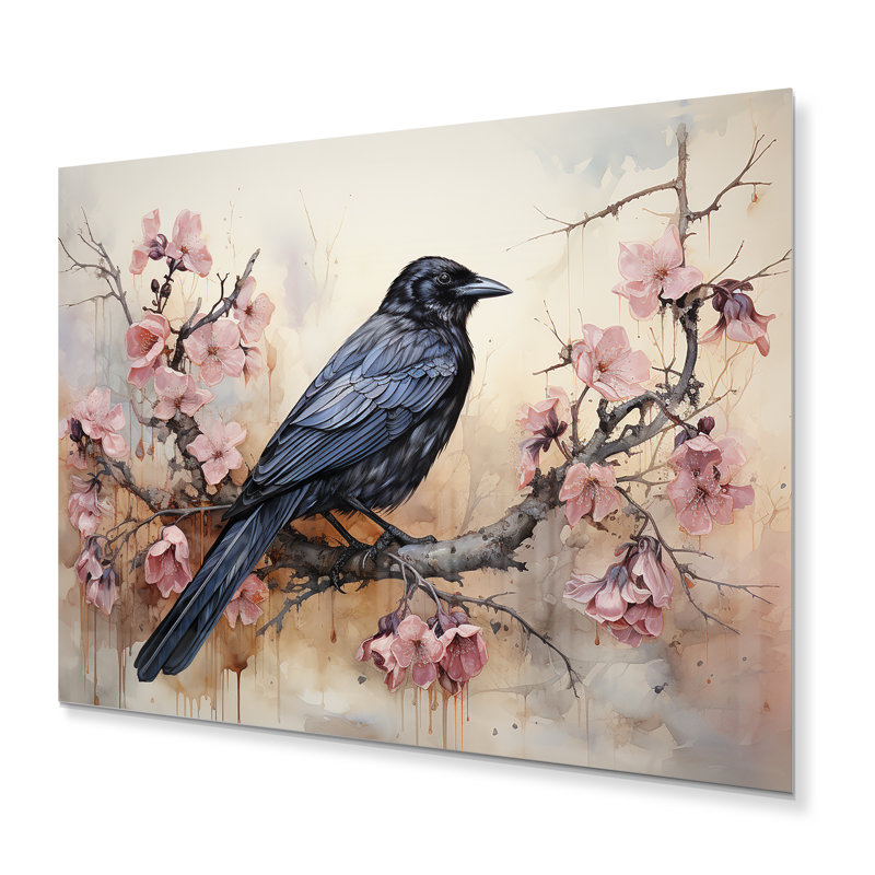 Corbeau murmure royauté I - animaux, décoration murale en métal, H 12 po x l 20 po x P 1 po