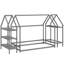 Lit simple sur pied Montessori avec tablettes de rangement amovibles-129619080