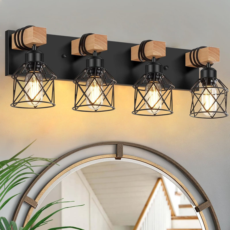 Dimmable Vanity Light, 4 Lights, Black