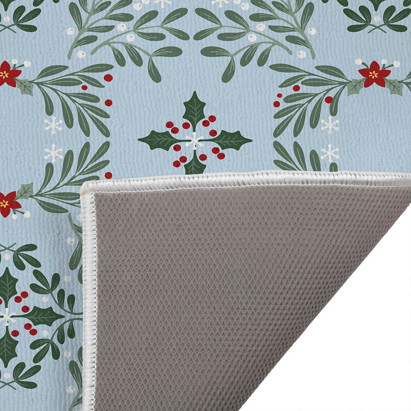 Tapis de bain Winter Mistletoe, Bleu, Simple - L 34 po x l 21 po
