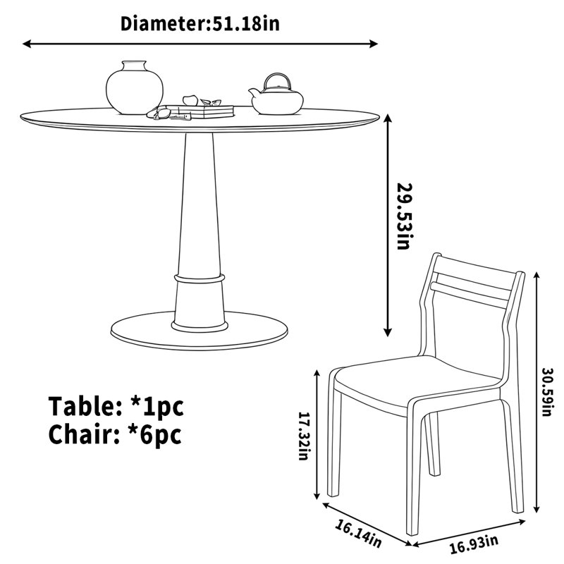 Table de salle à manger Retro, H 29,53 po x L 51,18 po x l 51,18 po