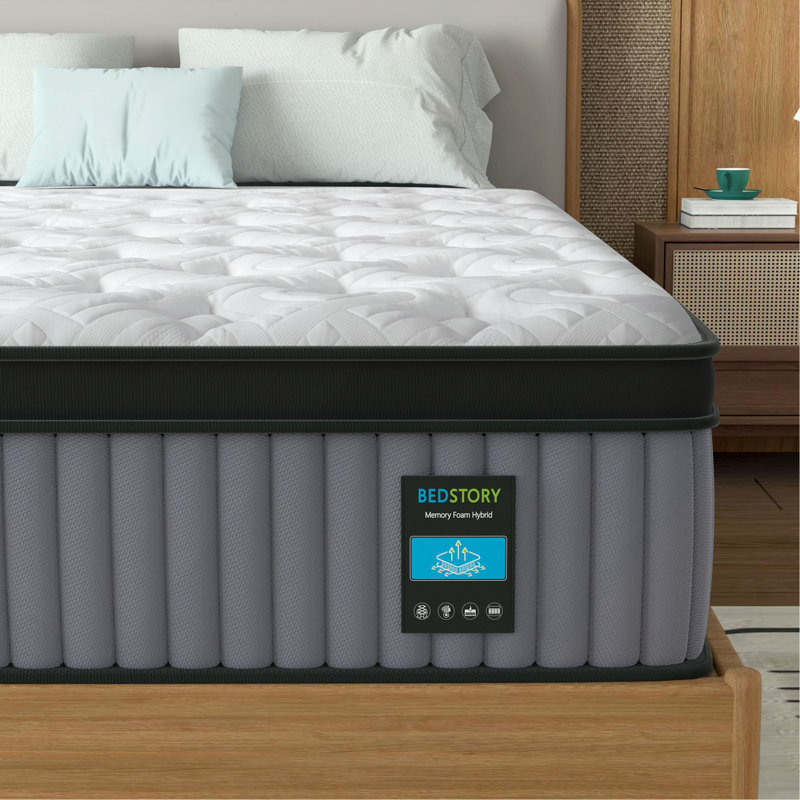 Matelas hybride de 14 pouces pour très grand lit - Mousse à mémoire de forme et lit à ressorts ensachés - Refroidissement, soulagement de la pression, soutien du dos et des hanches - Matelas ergonomique de luxe