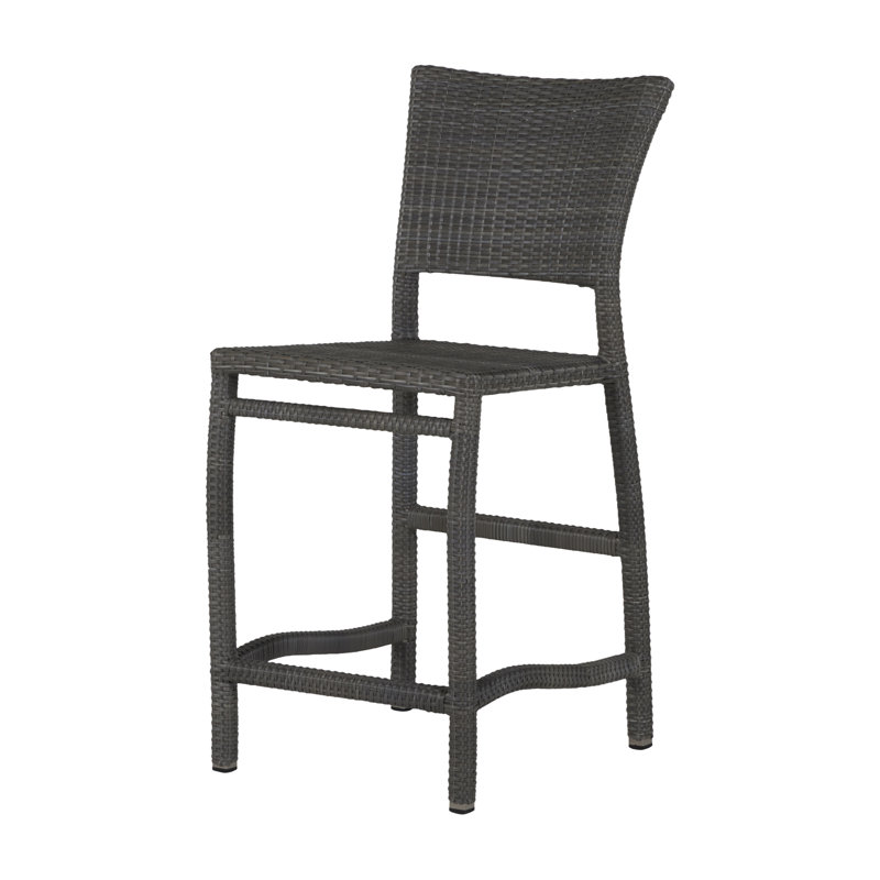 Skye 30" Patio Bar Stool with Cushion, Oyster, Dove Sunbrella® Linen, Welt