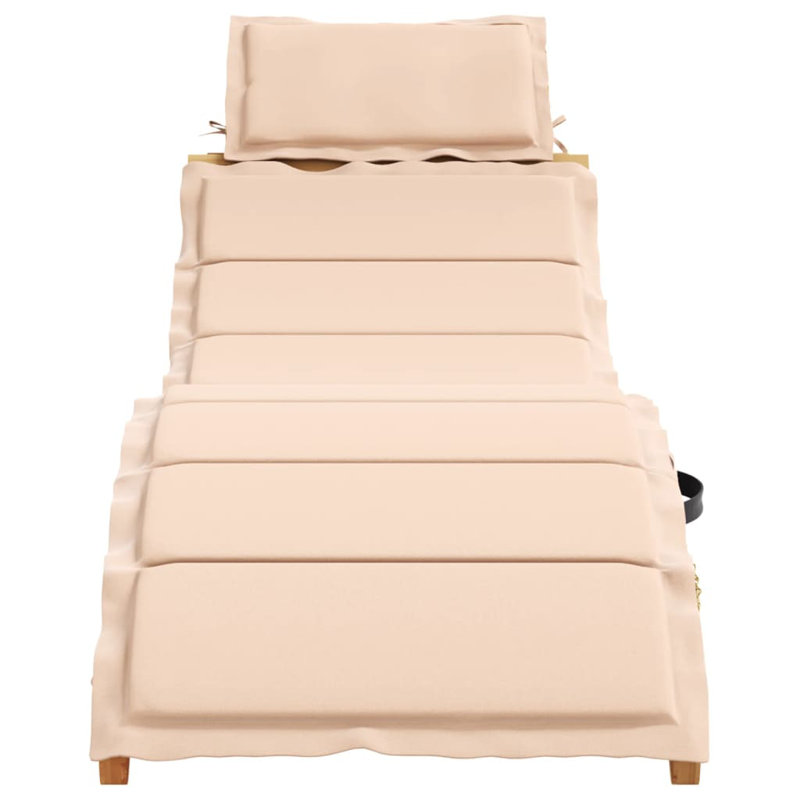 Toddrick Outdoor Wood Chaise Lounge , Cushion Included, Beige