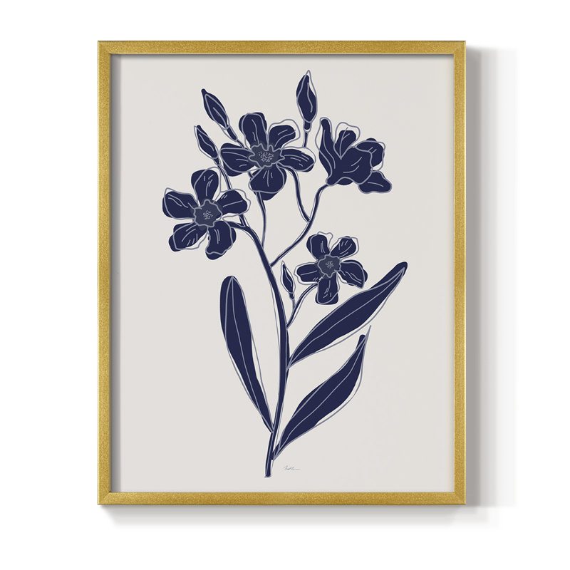 Indigo Botanical Study II, reproduction encadrée - bois massif, H 30 po x l 24 po, Doré