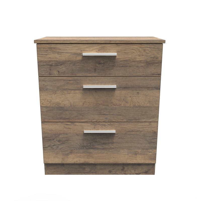 Bhaga 3 Drawer Deep Chest (Ready Assembled), Brown