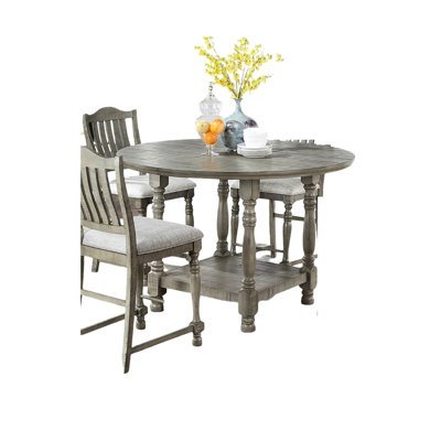 Table de salle à manger élégante en gris, ronde avec placage, table moderne Flair Grey, faite de décoration intérieure