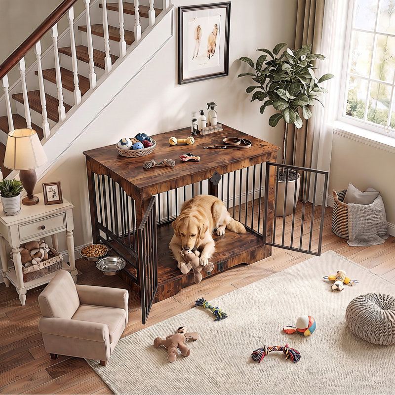 Meuble pour chien, Grand (H 32 po x l 48 po x P 27,5 po), Rustic Wood