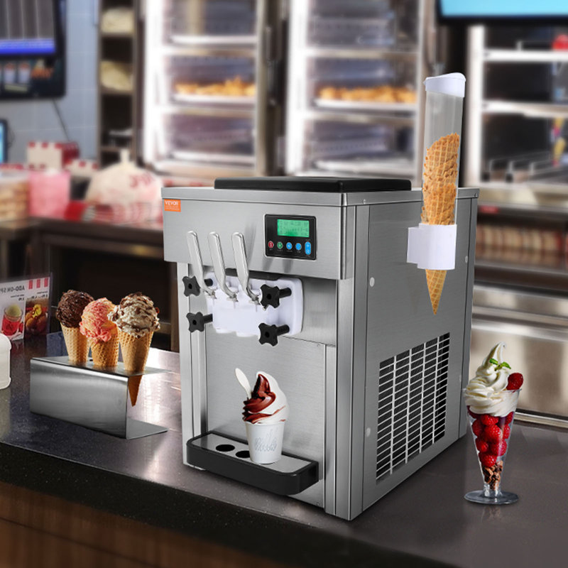 Silver Stainless Steel Commercial Soft Serve Ice Cream Machine