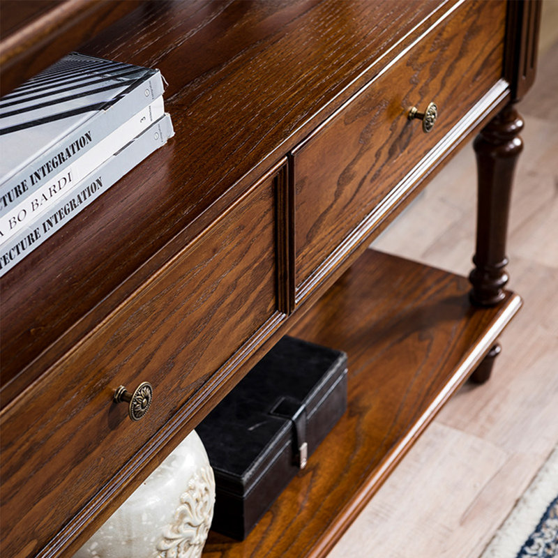 Solid Wood Top Console Table, H 34,65 po x l 39,37 po x P 13,78 po