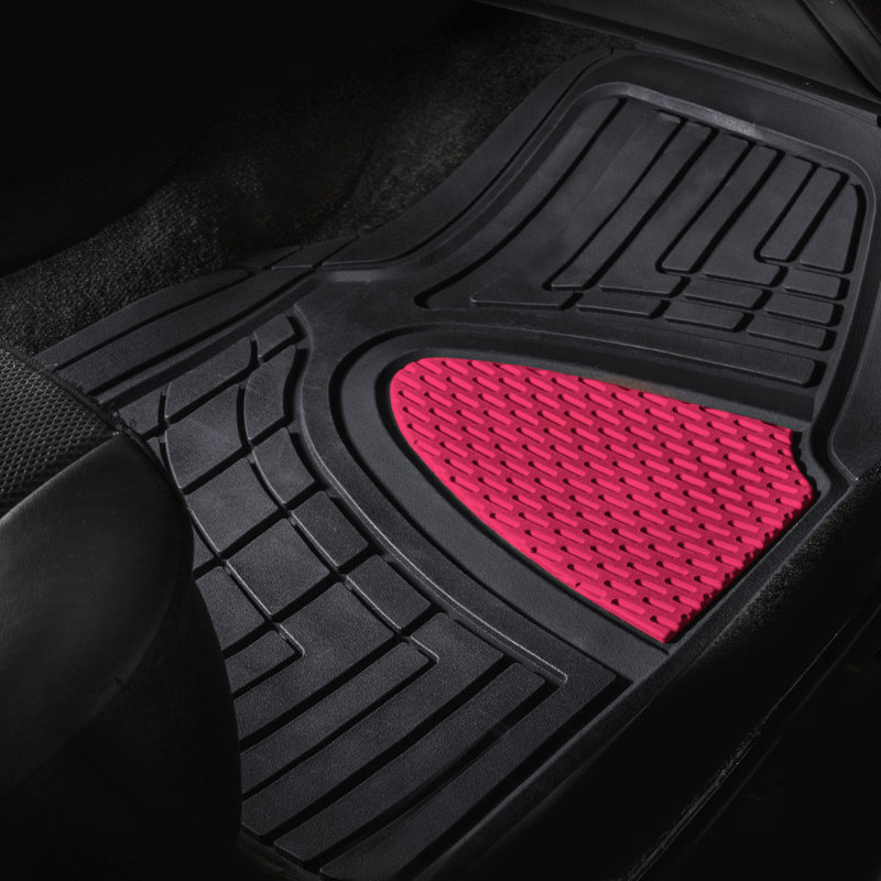 Premium Tall Channel Trimmable Non-Slip Rubber Floor Mats Full Set, Pink