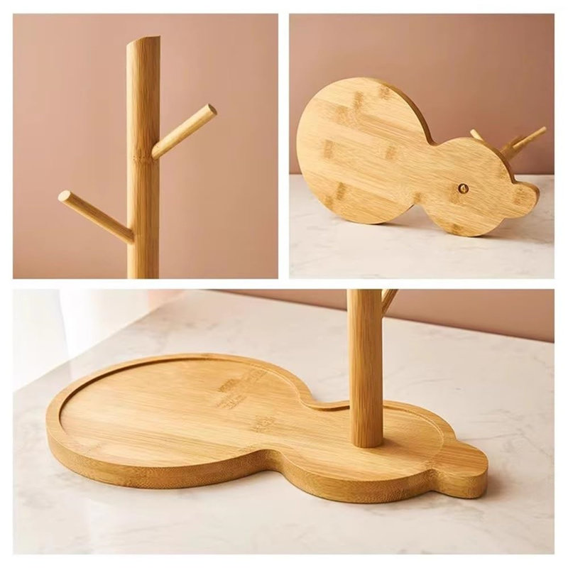 Solid Wood Wall Organizer with Key Hooks