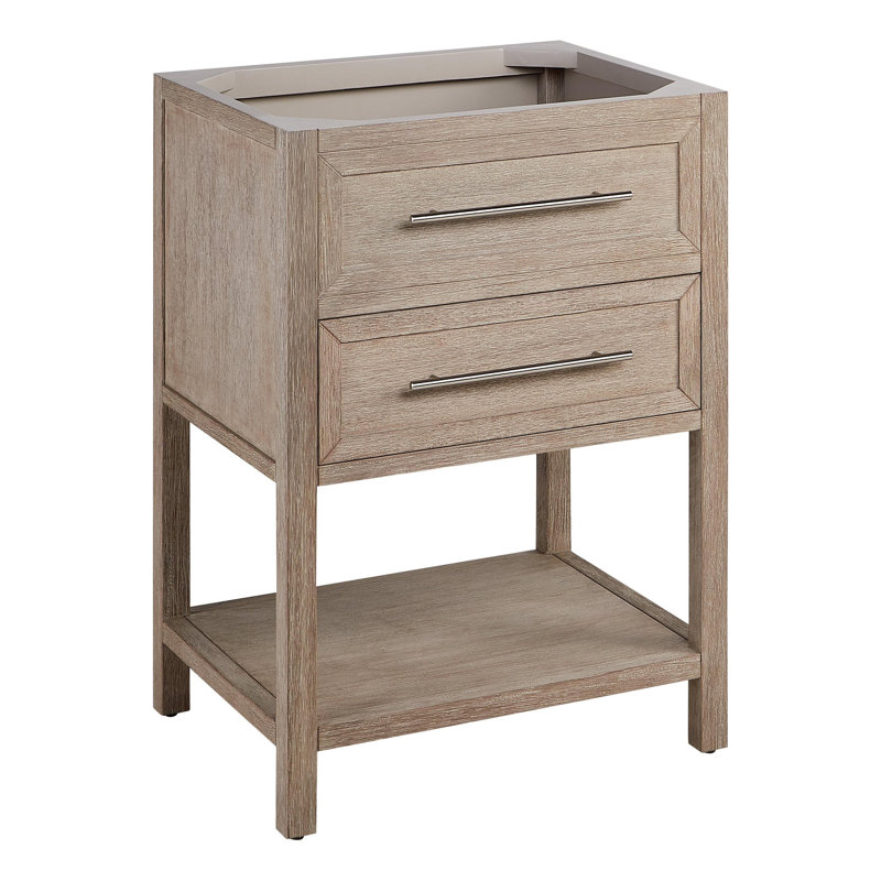 24" Robertson Single Bathroom Vanity Set with Oval Undermount Sink, 8" Widespread, Arctic White Quartz, Brushed White