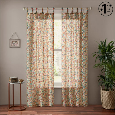 Mushroom Print Sheer Curtain Panel