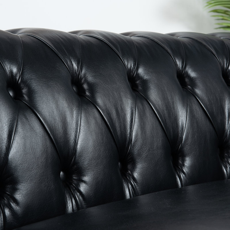 83,01 po de largeur pour 3 personnes, revêtement en cuir PU, coussins amovibles, mousse, décoration moderne large avec 3 sièges, cuir souple, assise confortable détachable, pieds de conception classique