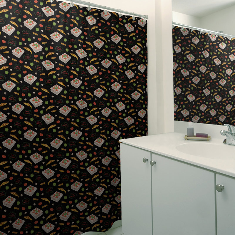 Rideau de douche simple à pizza katelyn elizabeth classic, Noir