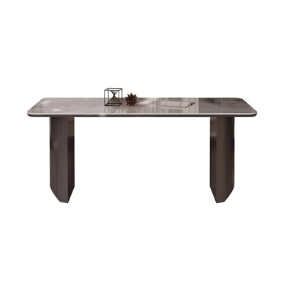 Table de salle à manger en acier inoxydable fritté noir et blanc