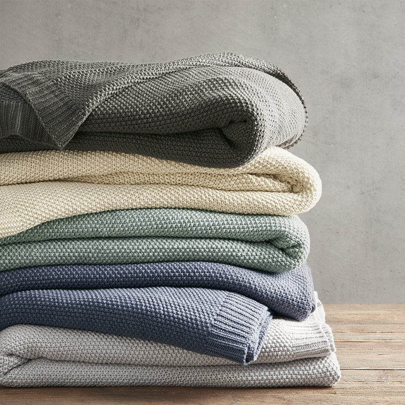 Couverture en tricot Bree, Bleu clair, Double/grand