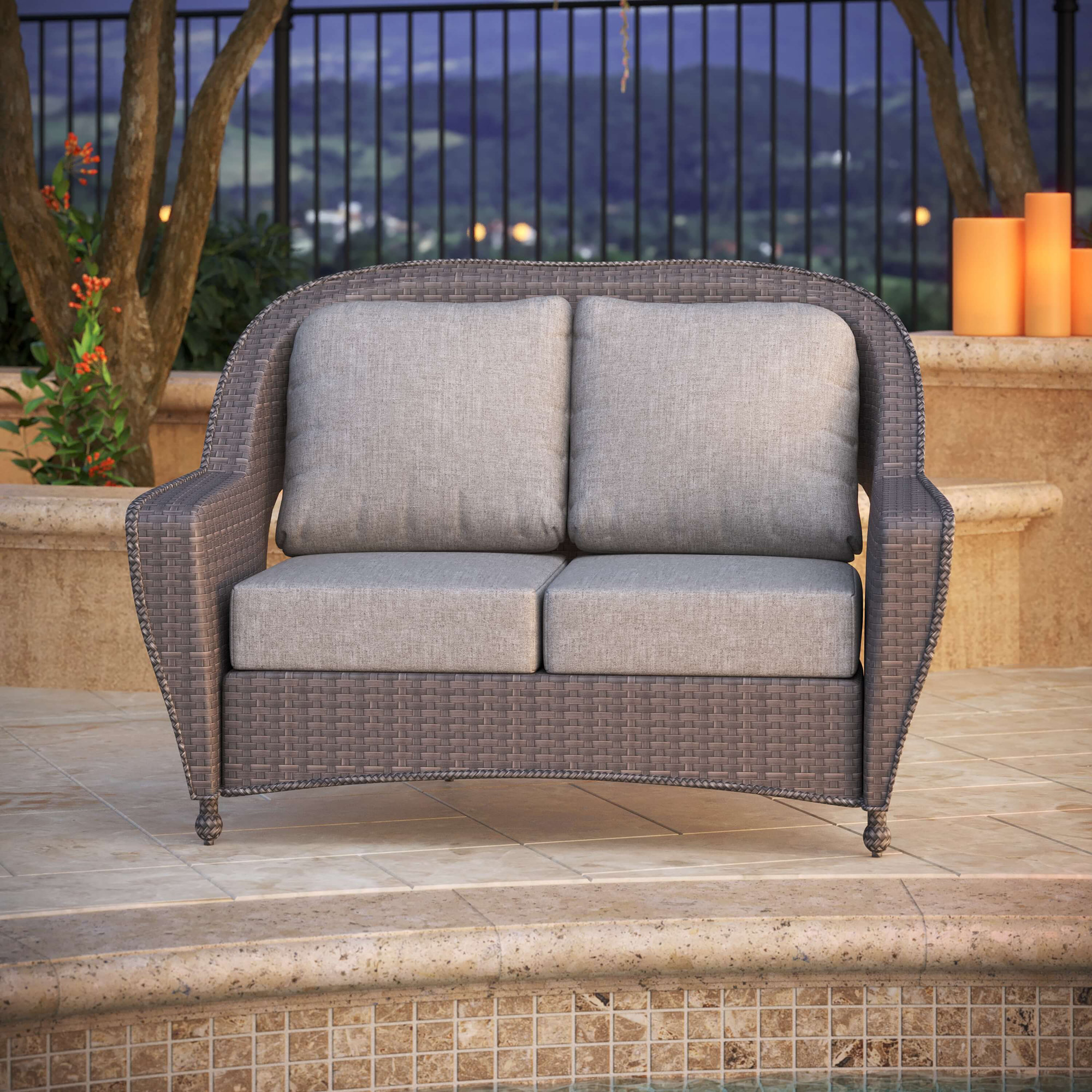 Amala Indoor/Outdoor Sunbrella® Loveseat Cushion, Canvas Granite Sunbrella® Canvas