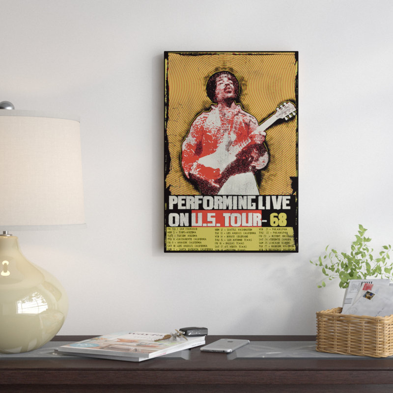 «Jimi Hendrix», U.S., H 18 po x l 12 po x P 1,5 po, Toile tendue, Pas de tapis