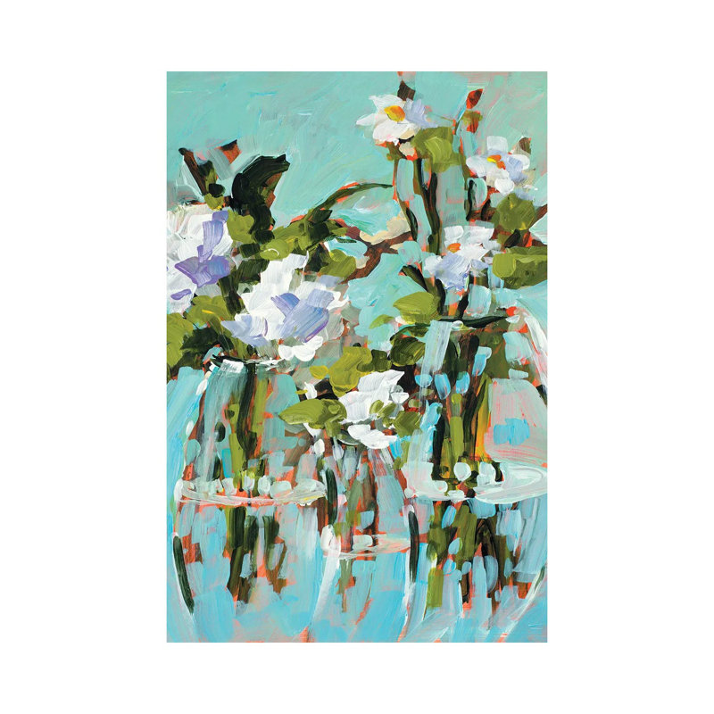 «Flowers In Vase» par Jane Slivka, reproduction d'art sur toile tendue, H 60 po x l 40po x P 1,5 po
