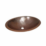 Copper Hand Hammered Oval Undermount Bathroom Sink