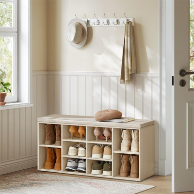 Arney 10 Pair Shoe Storage Bench with Adjustable Shelves