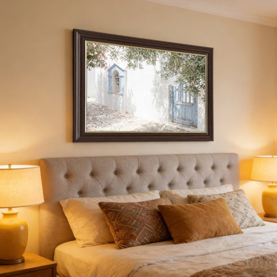 Art mural antique sur toile encadré doré pour le salon, la chambre à coucher, le bureau ou le vestibule - décoration murale décorative avec scène méditerranéenne