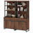 Aadam  Modern 72" Tall Bookcases With Metal Base And Adjustable Shelves, Library Book Shelf With Storage Cabinet And Open Book Shelfs, Wood Bookshelves For Home Office, Living Room-1034886229-1014579173